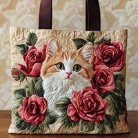 Sac Cabas Matelassé Chat Fleuri